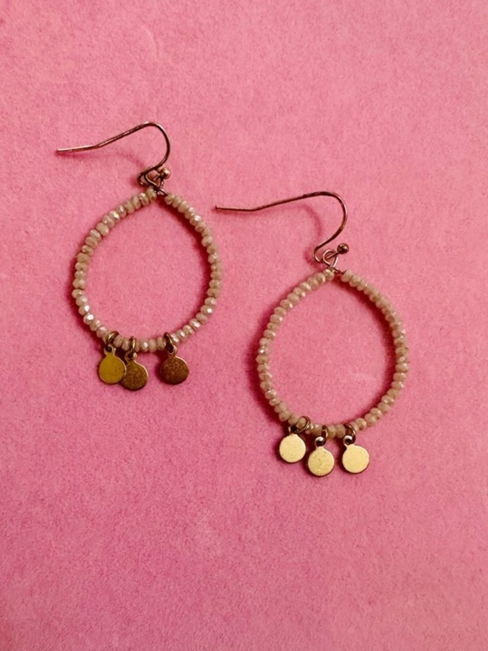 Beaded Hoop Dangle Earrings